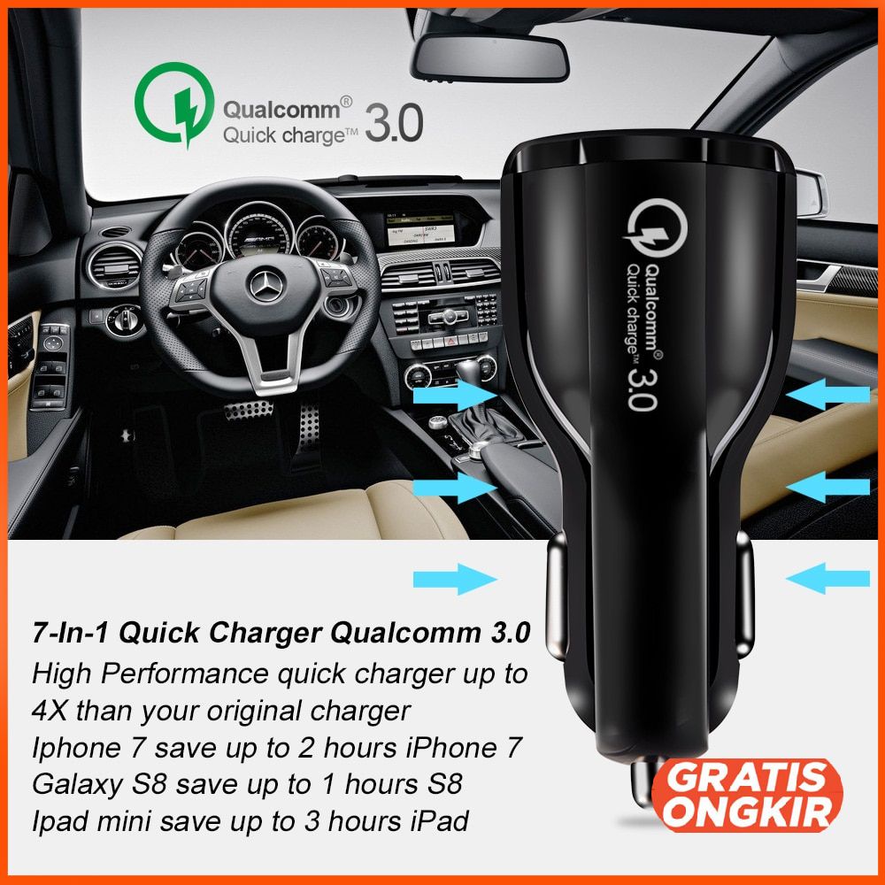 Taffware Car Charger mobil Dual USB Port 3.1A QC3.0 DC-681
