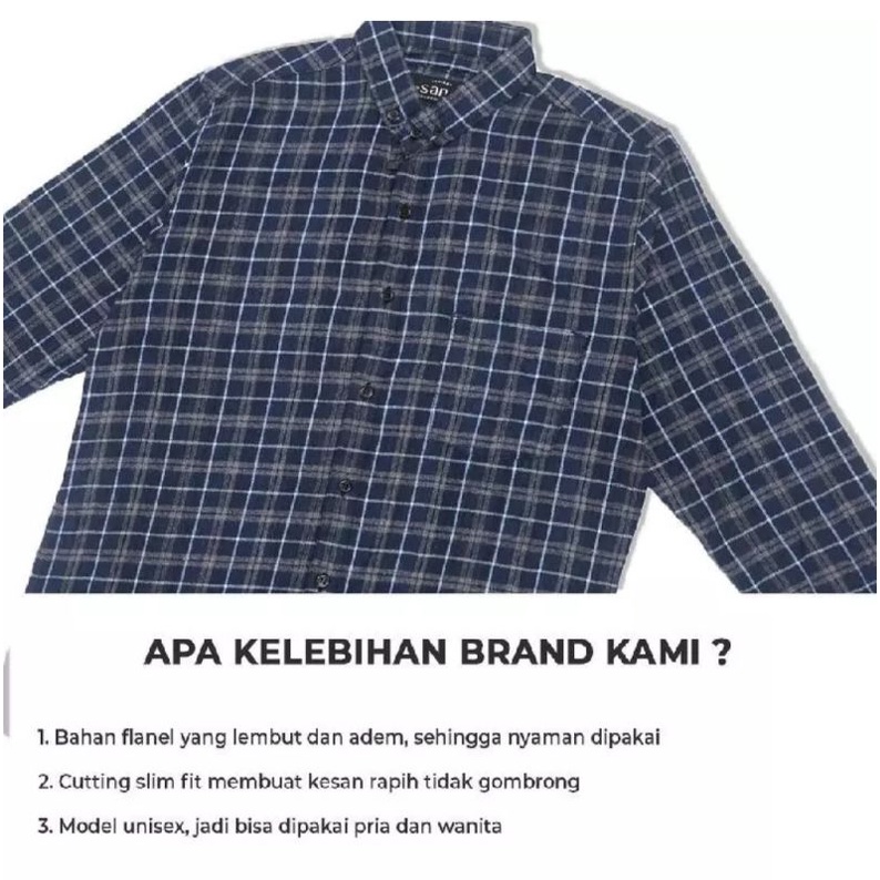 Kemeja Flanel Pria Lengan Panjang Slim Fit / Kemeja Kerja Kantor / Kemaja Garis Kotak Distro-1