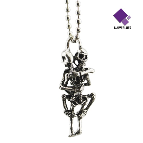 Kalung Rantai Liontin Tengkorak Lapis Silver Untuk Pria Dan Wanita