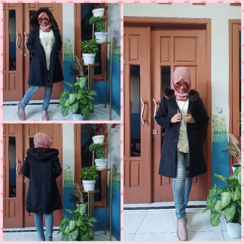 HOODIE COAT NAVY by earth music n ecology