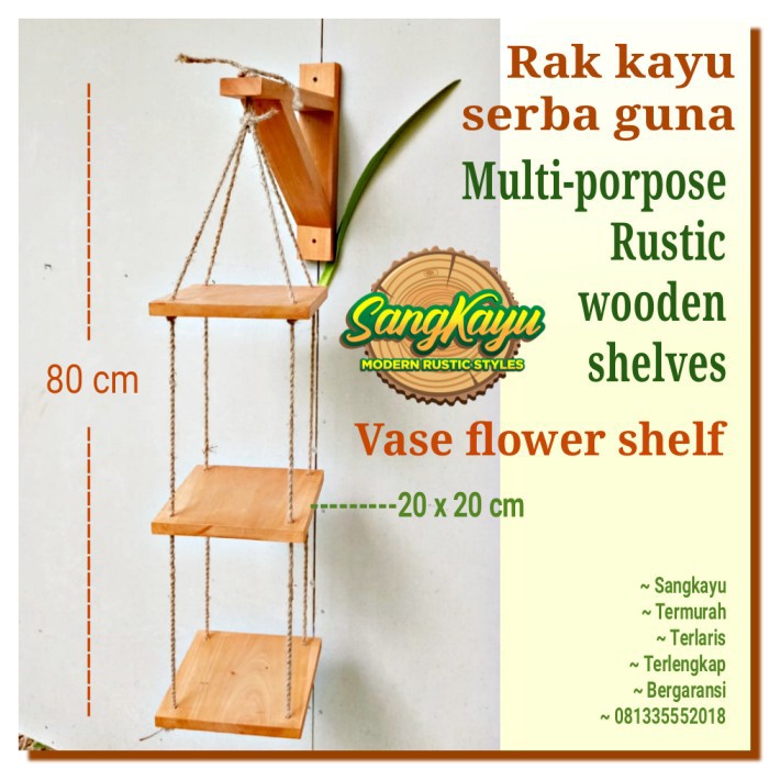 Rak kayu serbaguna rak tanaman hias rak bunga kaktus wooden shelves