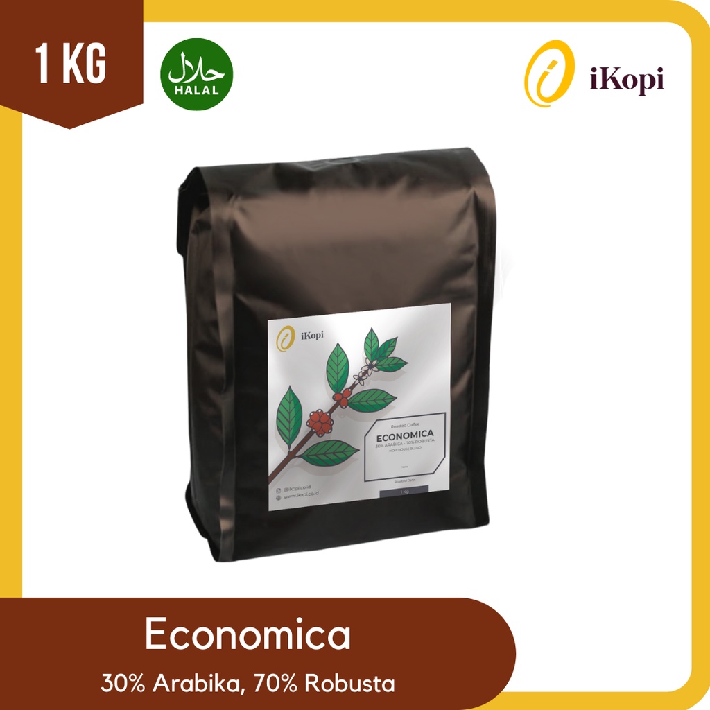 

iKopi | Biji Kopi Roasted Economica, 30% Arabika 70% Robusta, 1 kg