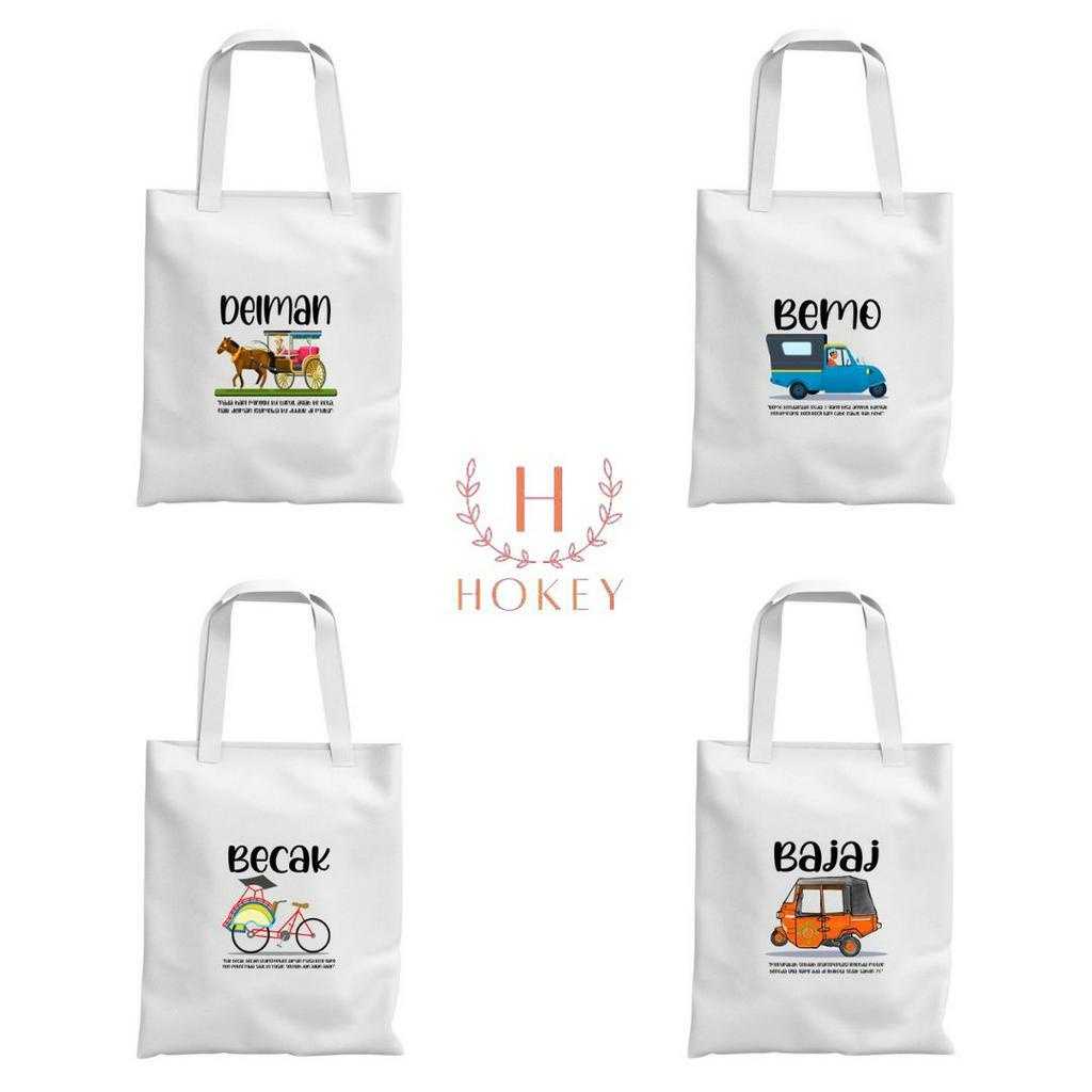 Totebag resleting transportasi umum jakarta 30x40