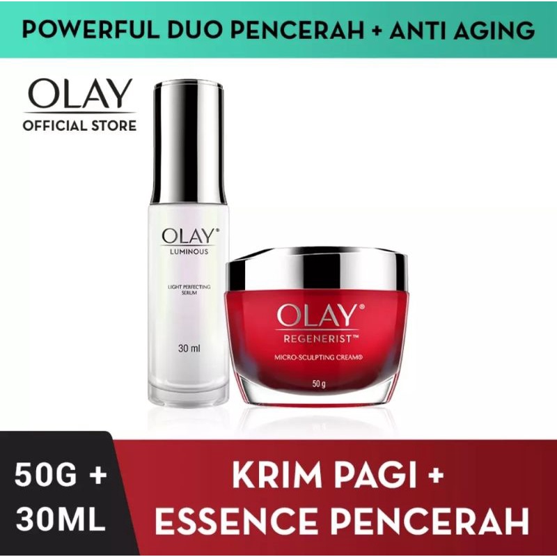 Paket Olay Power Duo Day Regenerist Micro-Sculpting 50g + OLAY Luminous Light Essence 30ml