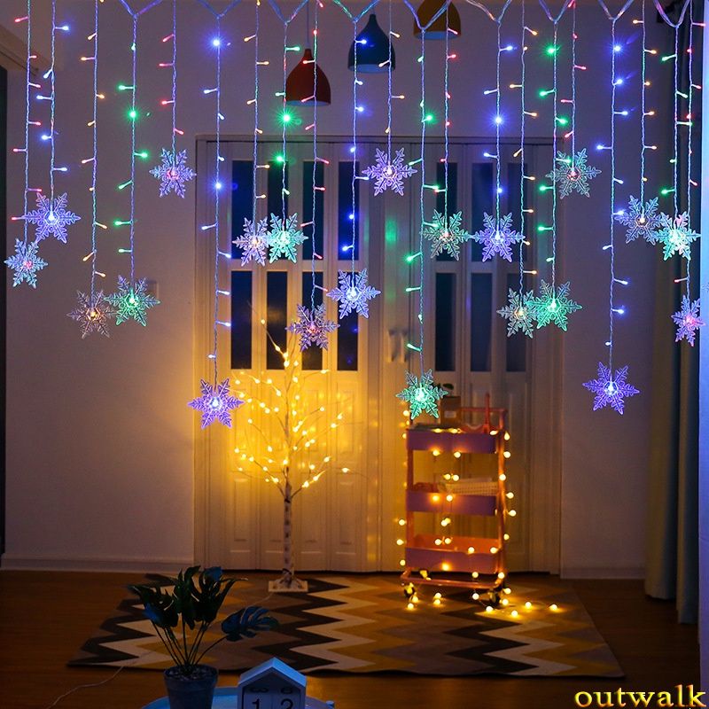 Lampu String Led Bentuk Snowflake Ukuran 3.5x0.7m Untuk Dekorasi Natal