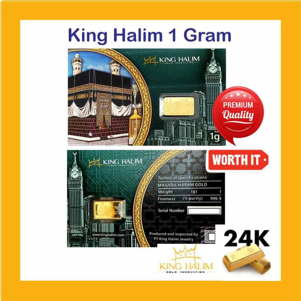 LM Emas Logam Mulia King Halim 1 gram Certieye edisi Kabah Islam Moslem Muslim Haji Idul Fitri Eid M
