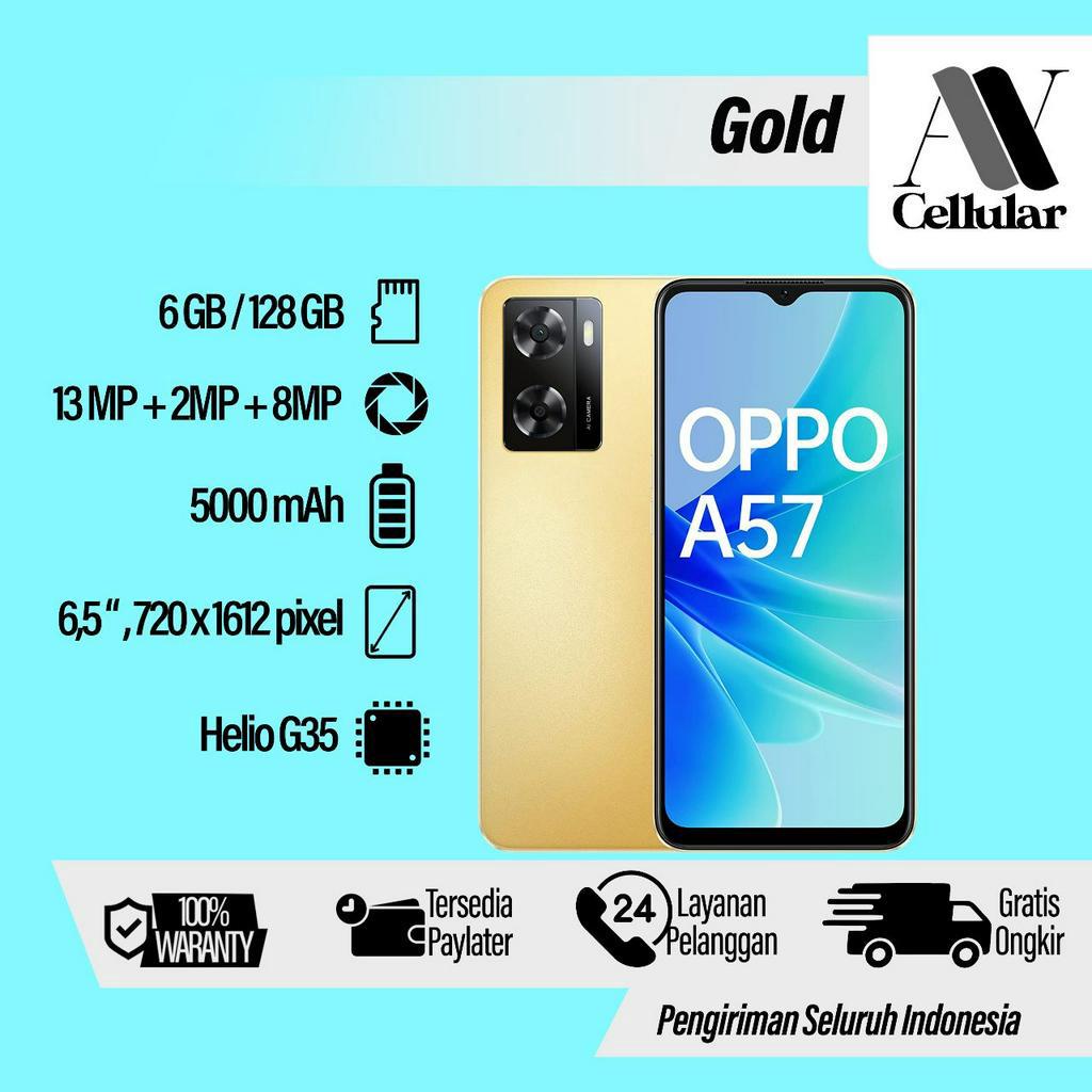 OPPO A57 RAM 6/128GB GARANSI 1 TAHUN FULLSET
