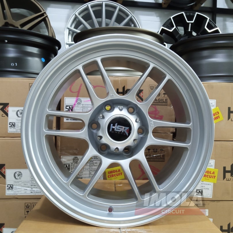 Velg mobil JDM ring 18 HSR wheel lubang 6x139,7 Silver lebar 9,5 r18 pajero fortuner