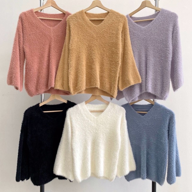 flavia fluffy sleeve fury knit sweater import