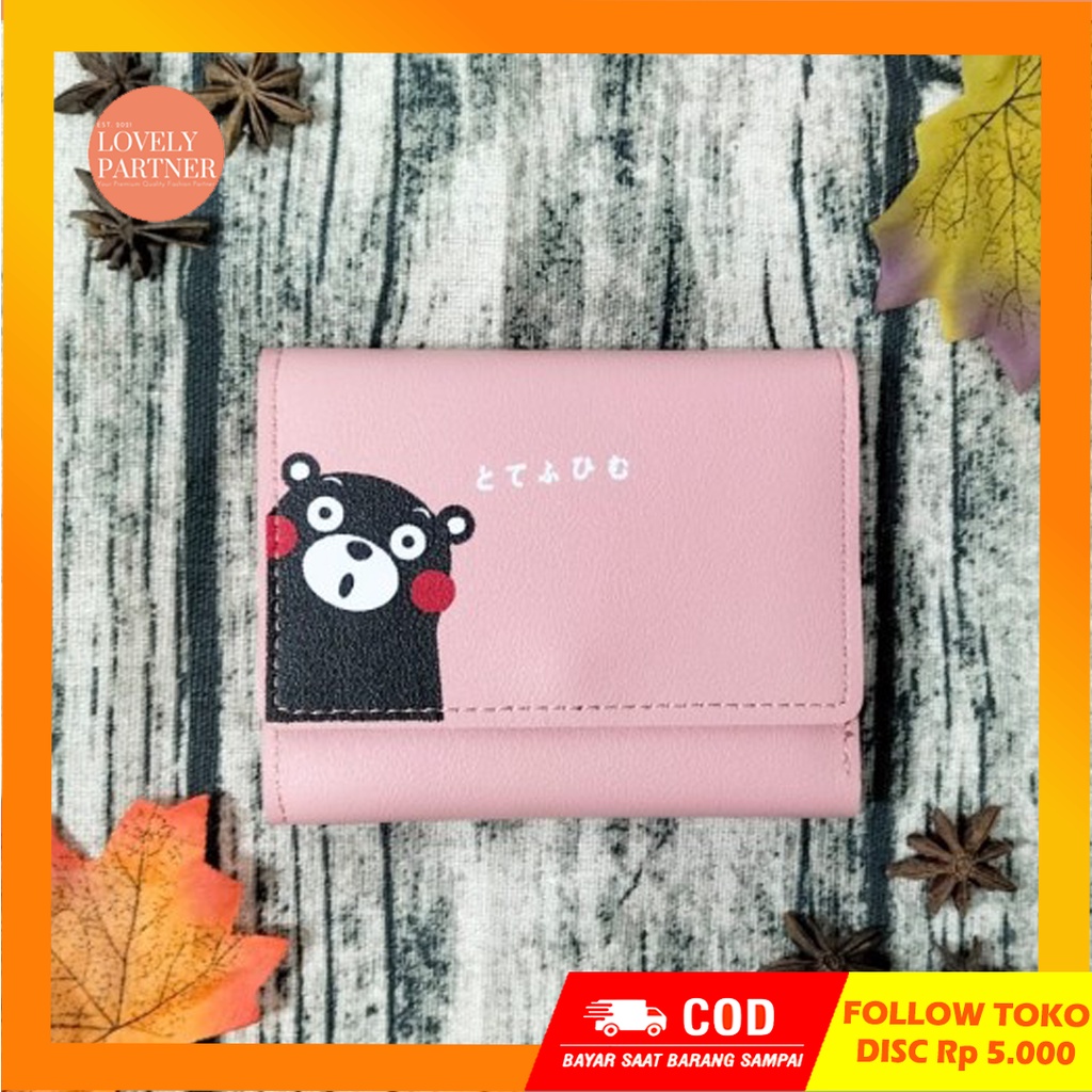 W30 Dompet Mini Wanita Motif Binatang Beruang Kumamon Cewek Kartu Uang Foto Cantik Women Wallet Perempuan Kulit PU Leather Hitam Lipat Kecil Panjang  Korea Pria Cowok Laki Laki Cowo Import Premium Murah Tas Dompet Wanita Import Cewe Cantik Lipat