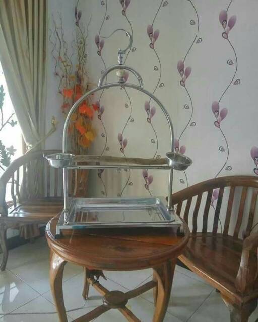 Tangkringan Pangkringan Gantung Stainless Burung Nuri Betet Falk Kakatua Bayan