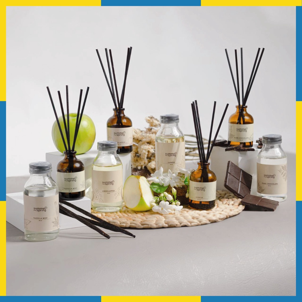 Summer Spring - Refill Reed Diffuser - Pengharum Pewangi Parfum Ruangan Mobil Toilet Ruang Tamu Dapur Lemari Pakaian Kamar Mandi Tidur Closet Wc - 100ml