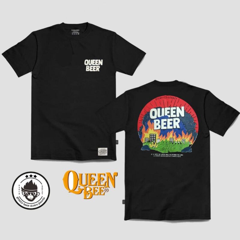KAOS DISTRO PRIA KUALITAS BAGUS - QUEEN BEER - ATASAN BAJU PRIA