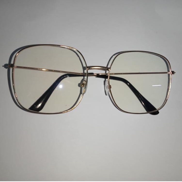 ❤️GTB❤️ R176 Kacamata Korean Design Square Besi Frame Eyeglasses kacamata Persegi retro Wanita/Pria-DARK GOLD
