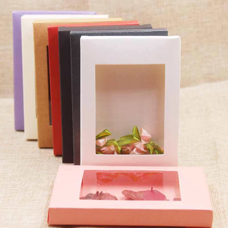 Multi Color Kraft Paper Bakery Box with Clear PVC Window /Candy Boxes Kraft Paper Gift Packaging Boxes