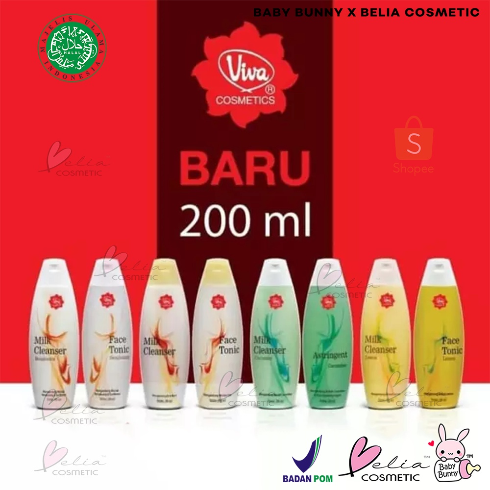 ❤ BELIA ❤ Viva Milk Cleanser | Face Tonic | Air Mawar 200 ML Pembersih dan penyegar toner ( Ukuran Besar ) BABY BUNNY