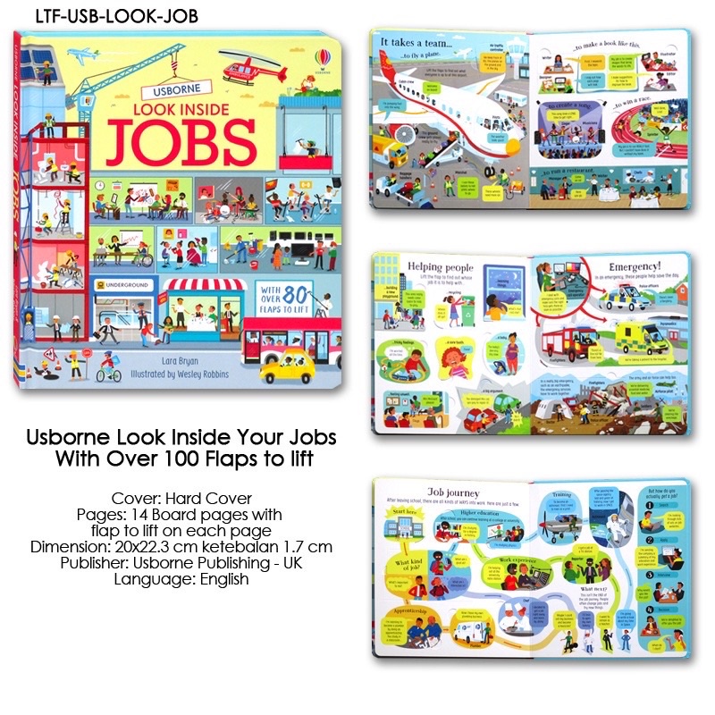 Usborne Look Inside Jobs - Imported English Book - Buku Import Edukasi Anak Pekerjaan Work Flap Kado Balita