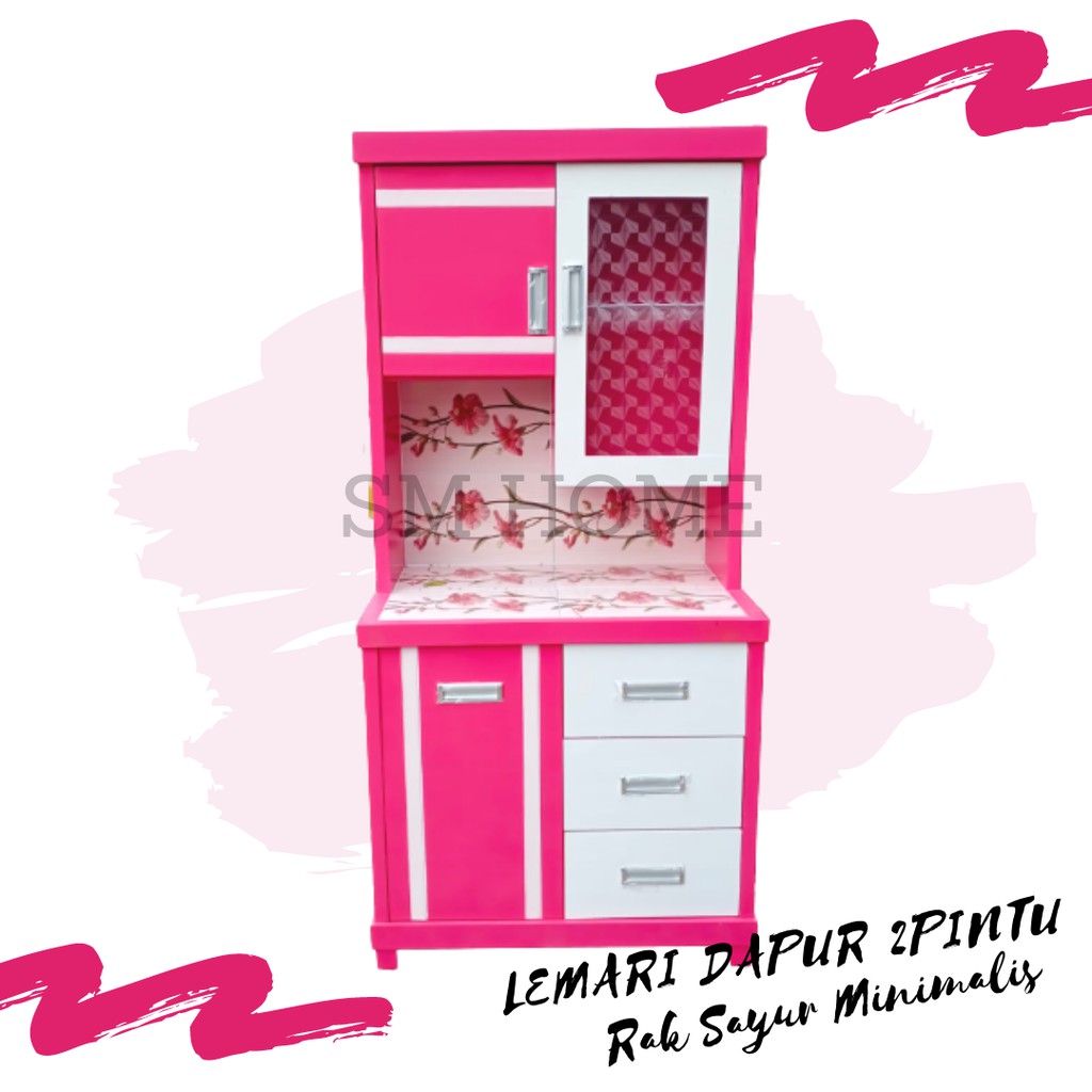 Lemari Sayur / Lemari Dapur / Rak Piring Kayu Minimalis 2 Pintu / Rak Piring Duco