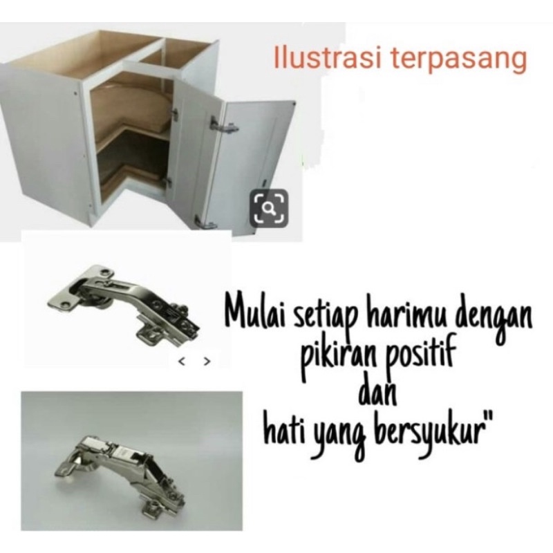 PAKET Engsel Sudut Dapur ENGSEL SENDOK KODOK 180 SLOWMOTION & ENGSEL BIVOLD BIASA