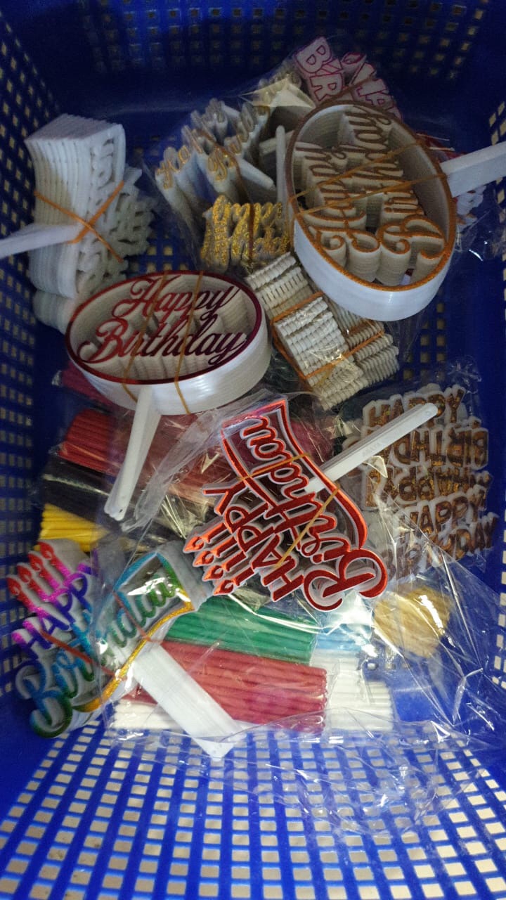Tsk T97 - Hiasan Tusukan Kue Tulisan Happy Birthday Emas