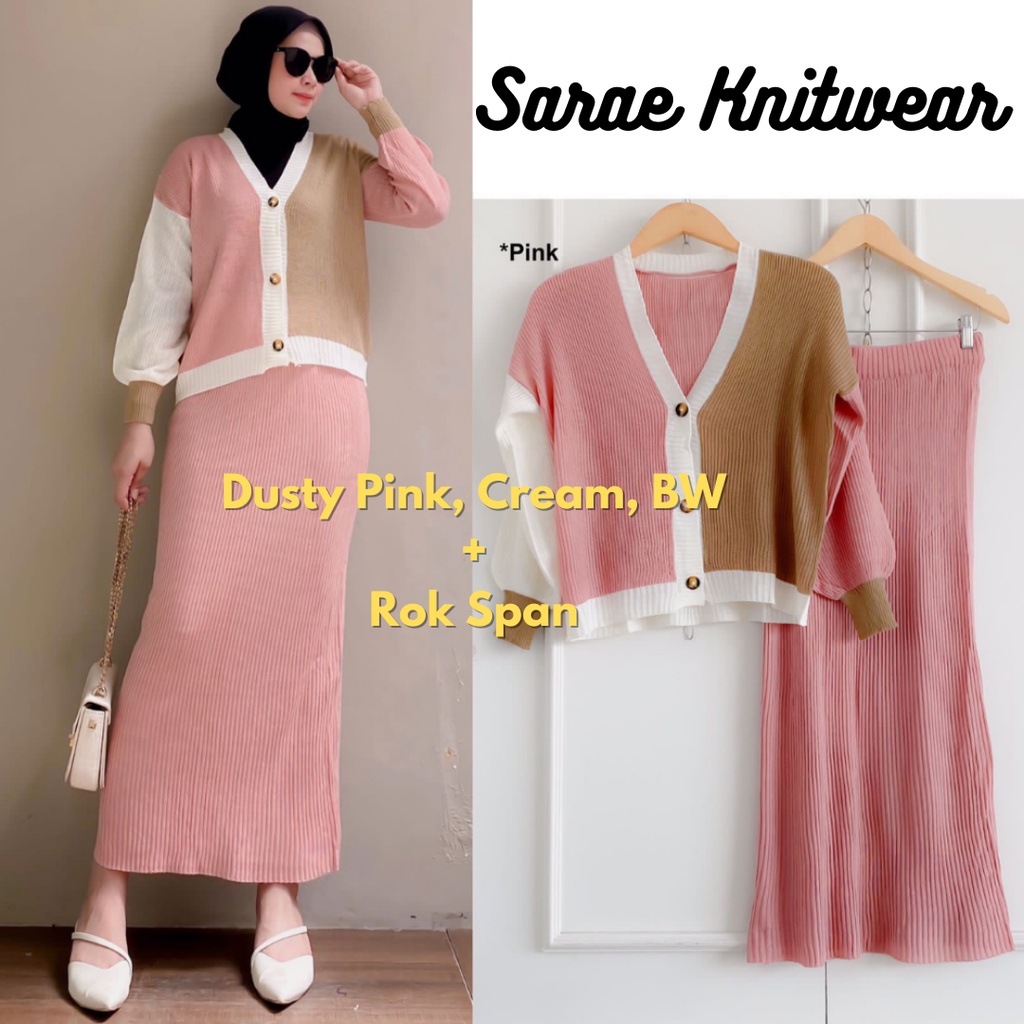 Shania OneSet Setelan Rajut Wanita Premium Tebal Halus Realpict Best Seller 1 Set Cardigan Rok Span 2in1 Korean Style