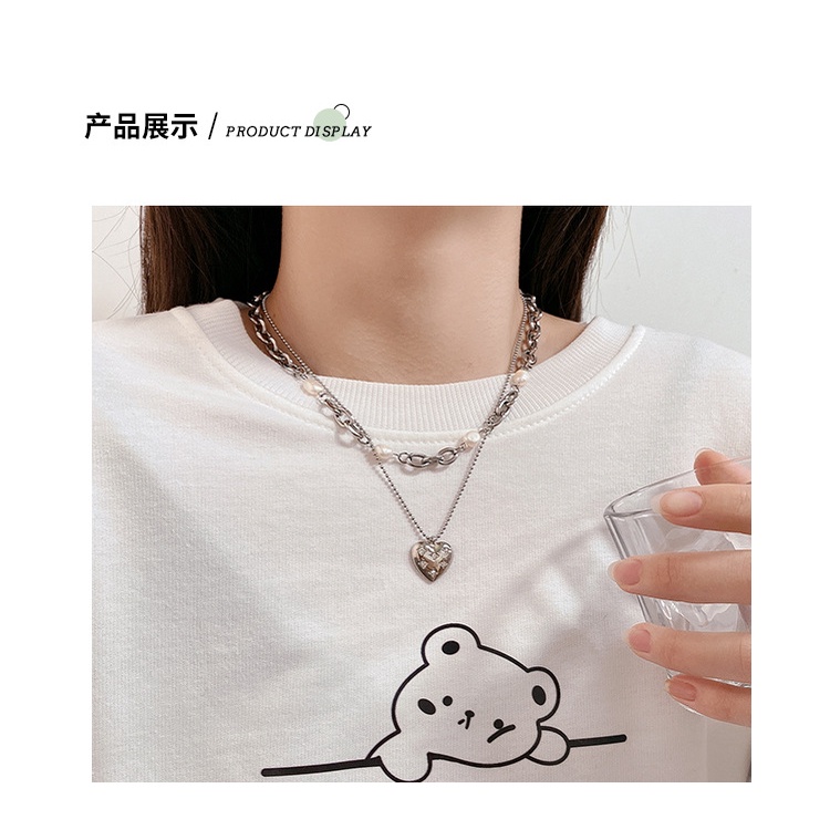 Jepang dan Korea gaya sweet cool double layer mutiara baroque kalung wanita in niche desain CINTA li