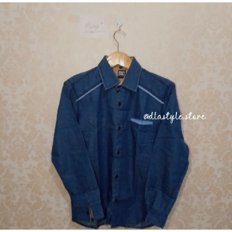 KJ- denim shirt M/kemeja denim/kemeja jeans/kemeja lengan panjang/baju denim/baju pria/atasan pria