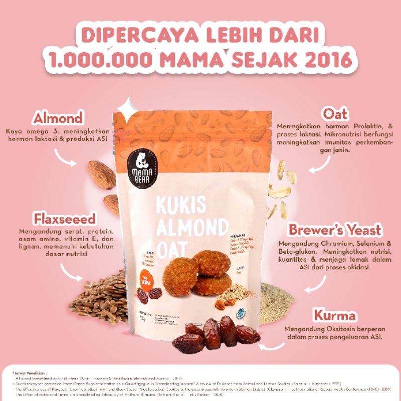 (MAMABEAR PELANCAR ASI) Kukis Almond Oat Rasa Kurma Diary Free/ Pelancar ASI Mama / MAMABEAR Pelancar ASI Booster / ASI Booster / Terlaris