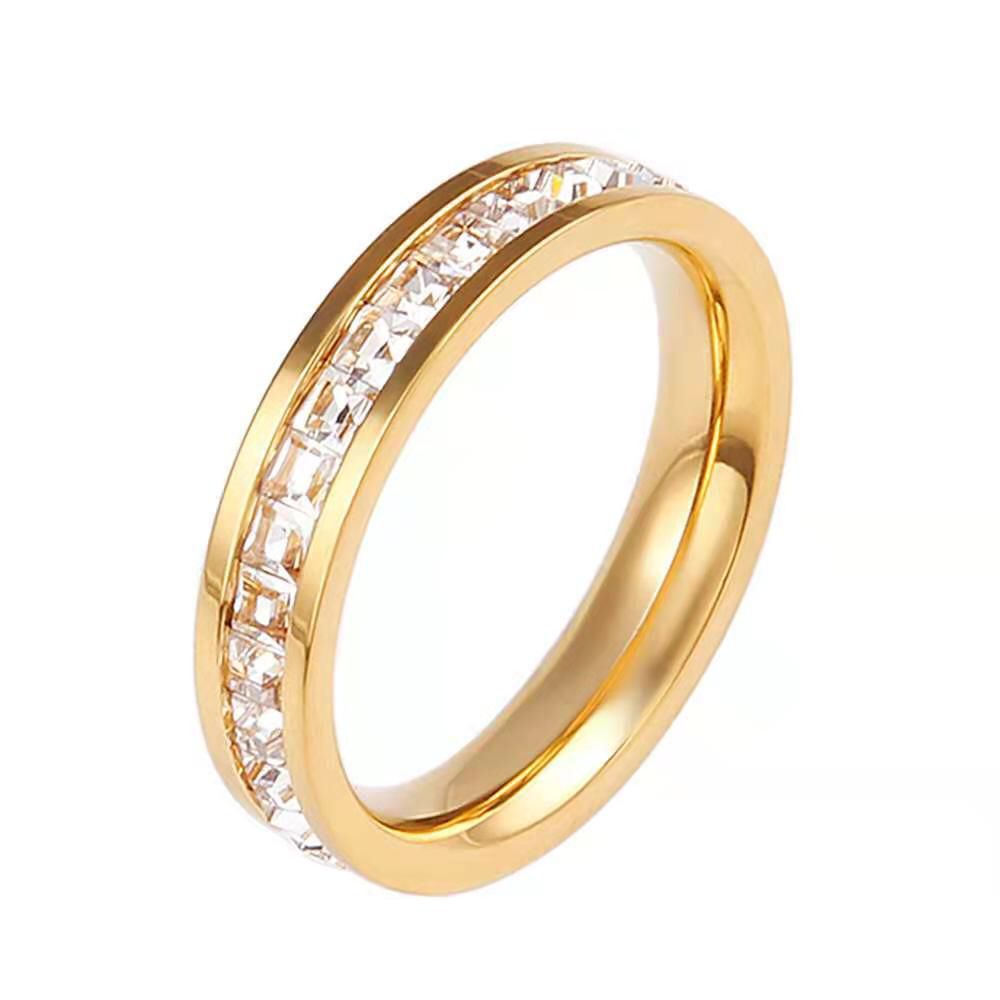 cincin titanium wanita anti karat - Cincin Wanita Titanium Emas Gold Anti Karat Berlian Korea style