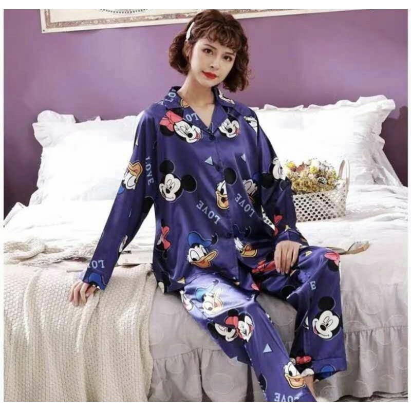BAJU TIDUR SYARIH SET CELANA PANJANG SATIN IMPORT SIZE M-L PREMIUM PIYAMA WANITA MUSLIM DEWASA SILK BEST SELLER
