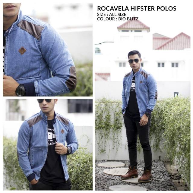 jaket jeans rocafela polos hipster