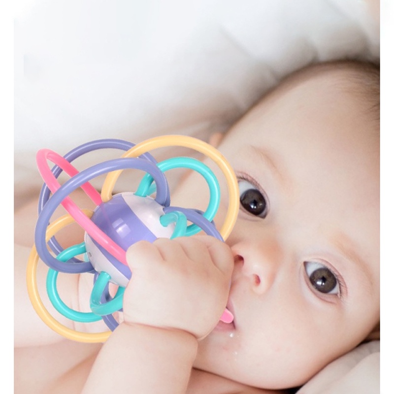 Mainan bayi Manhattan bola/Rattle teether bayi karet lembut L220