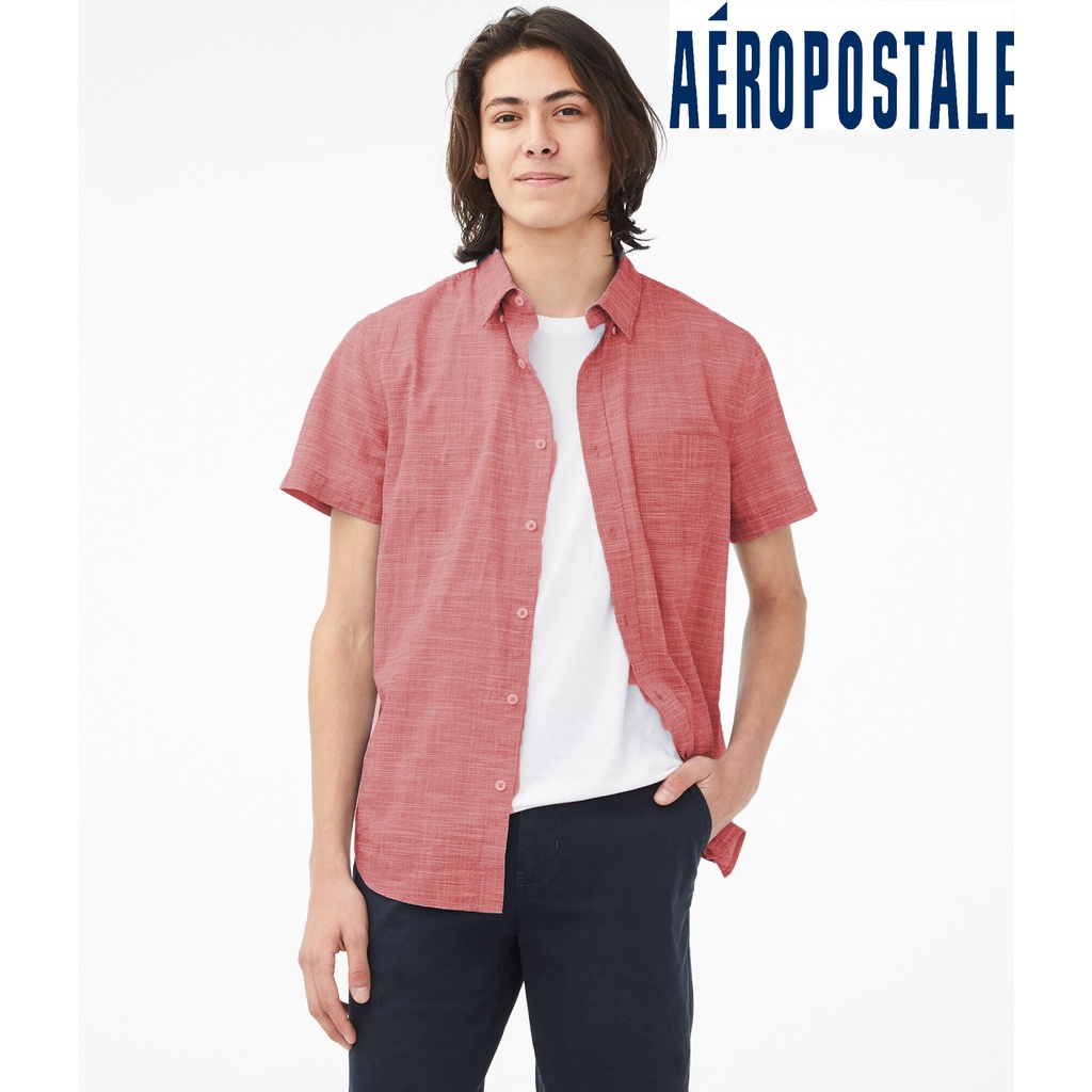 AEROPOSTALE Kemeja Polos Pink Two Tone Semi Formal Original Shirt Pria