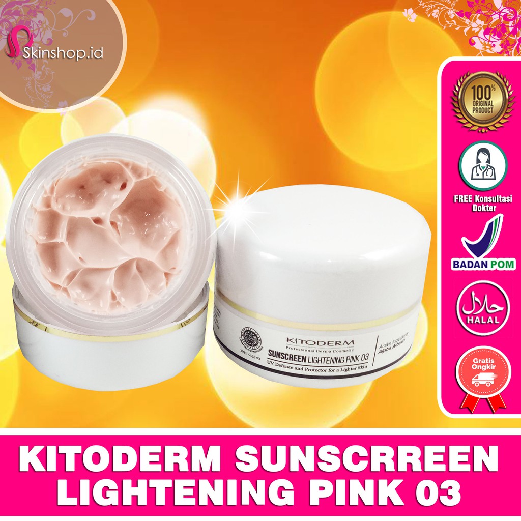 Kitoderm Sunscreen Lightening PINK 03 Cream 10gr Ori / Tabir Surya Pemutih BPOM Aman KT0101104