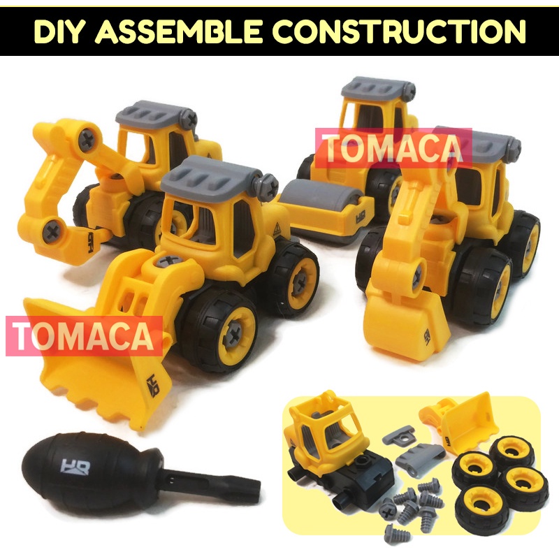 Mainan Anak DIY Assemble Construction Tractor Rakit Traktor Konstruksi