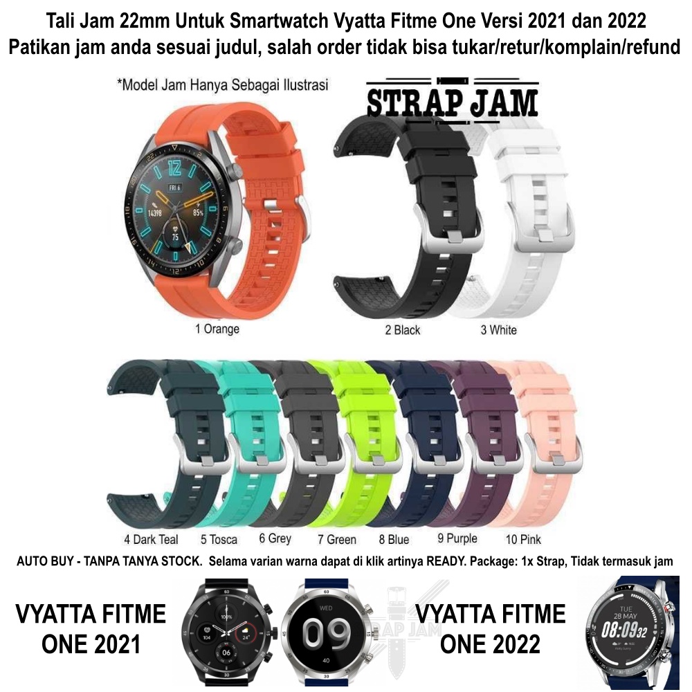 XLF Tali Jam Vyatta Fitme One 2021 2022 - Strap 22mm Silikon Rubber Buckle Silver