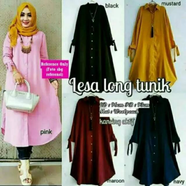 Dress long tunik modern simple  elegan  trendy syar i busana  