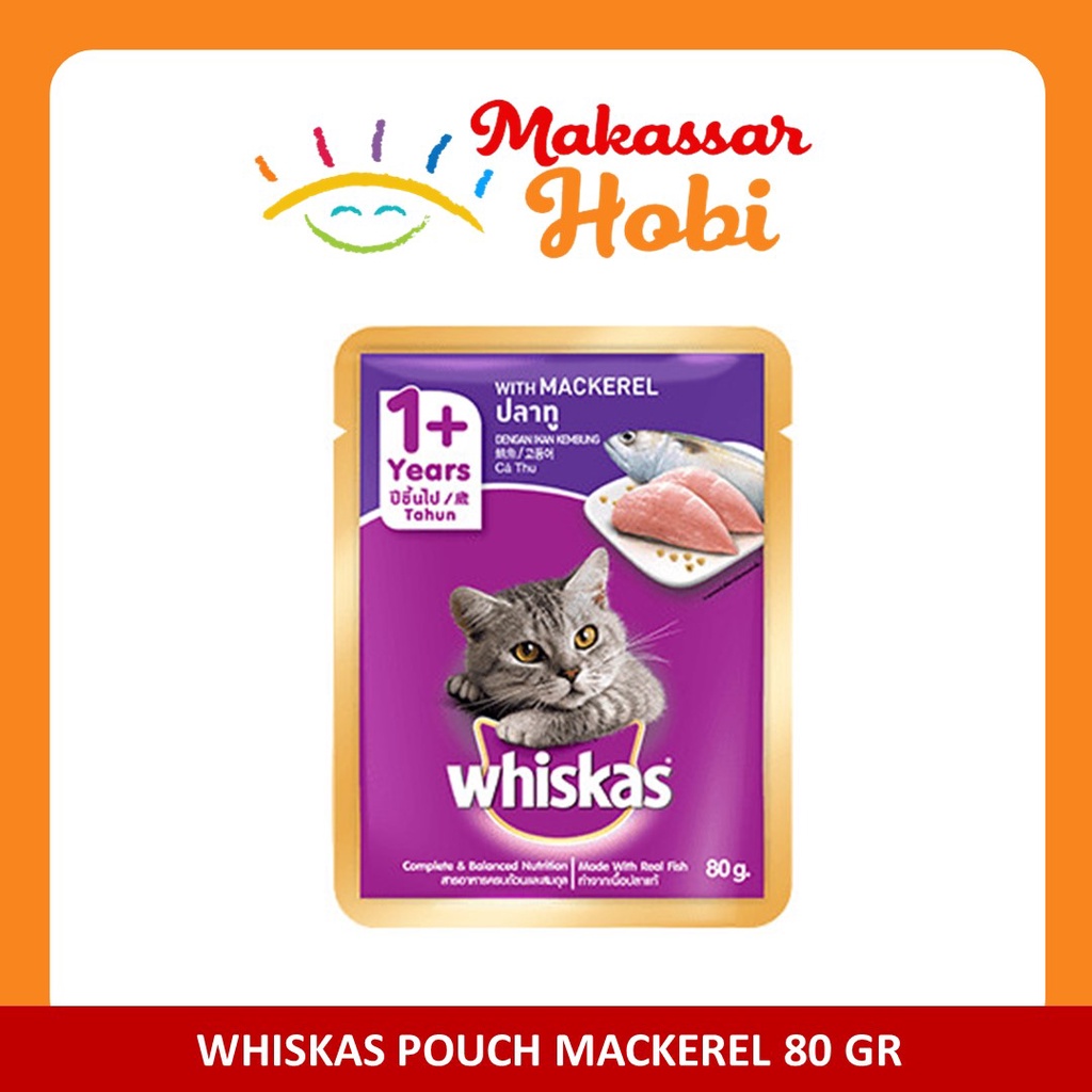 Makanan Kucing WHISKAS ADULT 85gr 85 gr gram Sachet Pouch Saset Basah Rasa Tuna Ocean Fish Mackerel Salmon Senior Murah Wet Catfood Cat Food