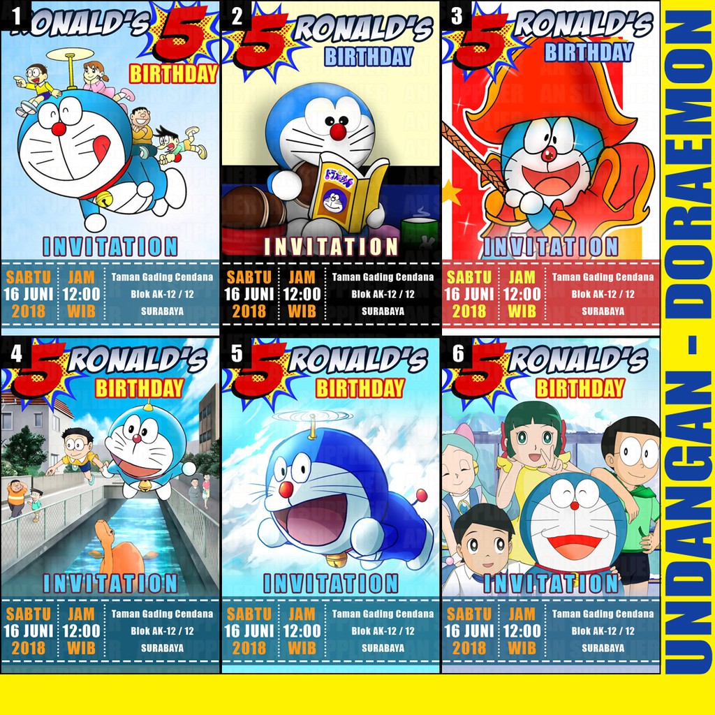  Undangan  Ultah Anak Doraemon  kartu ucapan terbaru