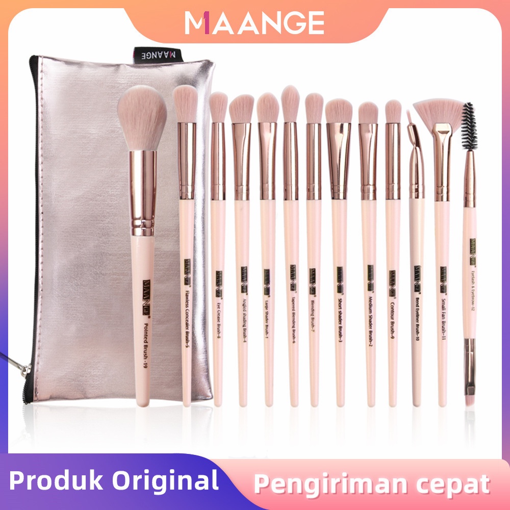 MAANGE 13Pc Cosmetic Brush Eyeshadow Powder Makeup Brush Set With Pouch Makeup Brush Case