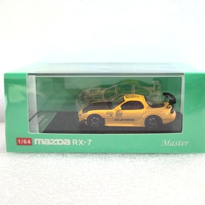 MASTER 1/64 MAZDA RX7 ARMEMIA YELLOW BLACK HOOD DIECAST