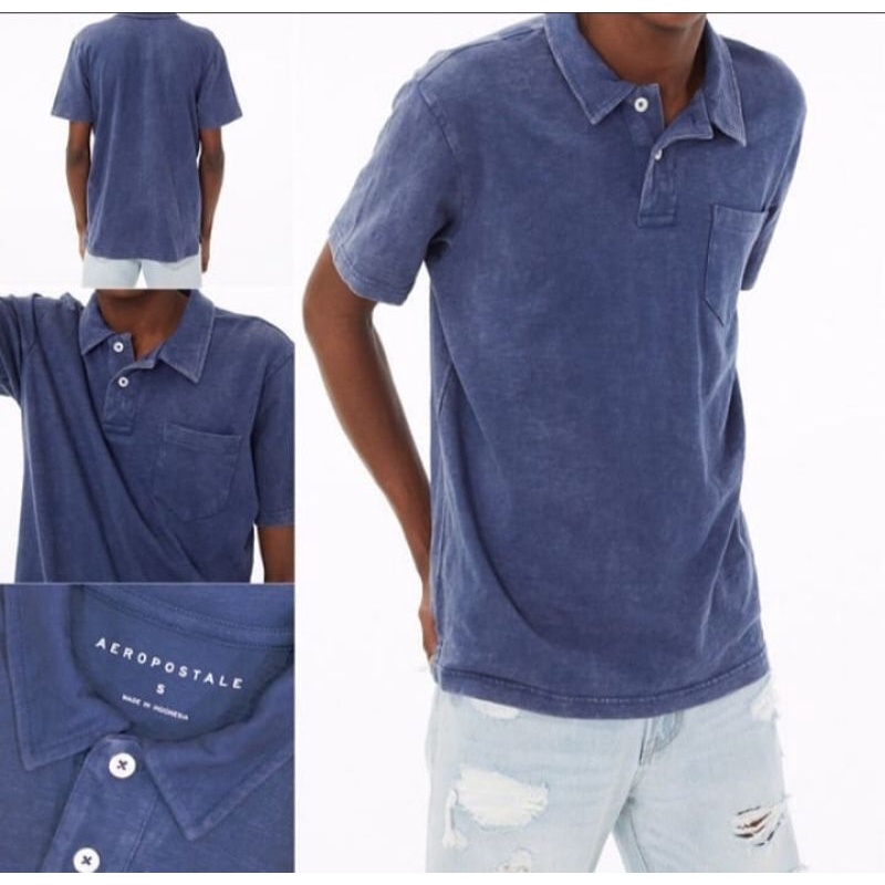 Kaos Kerah Aeropostale Slub Jersey Polo Shirt