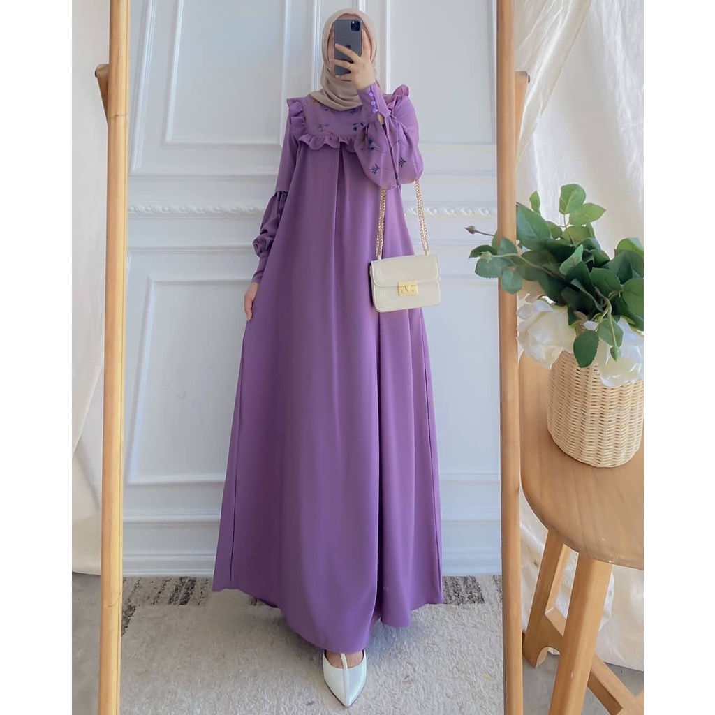 C.P - LOUISA DRESS GAMIS MOCREPE WANITA TERBARU MIX BORDIR