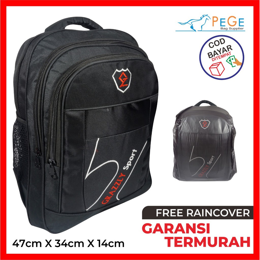 TAS PUNGGUNG PRIA ADA SLOT LAPTOP DAN RAINCOVER COCOK UNTUK SEKOLAH - PG 05