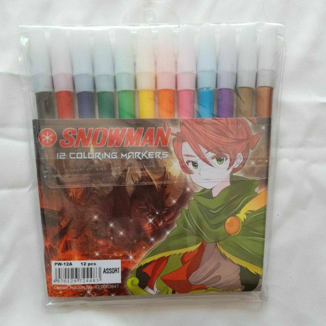 

snowman 12 coloring makers |spidol 12 warna