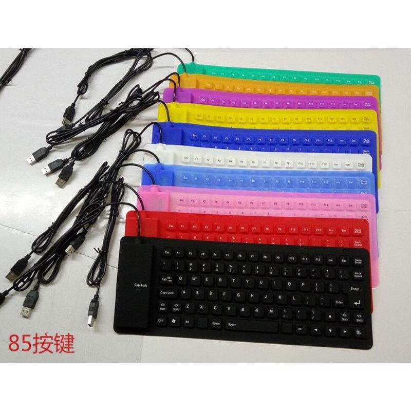 Keyboard Silicone 85 keys 1 warna Portable Keyboard Flexible Silicone Keyboard