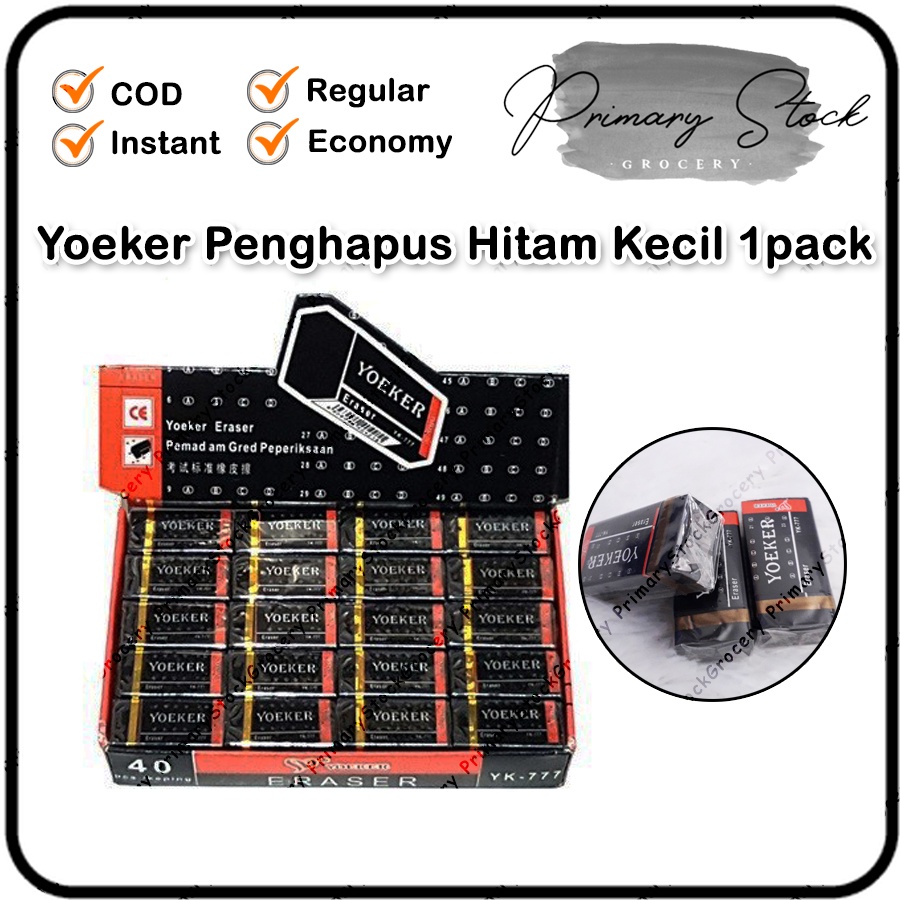 

Penghapus Hitam Murah 1 Box Pack Pak Grosir Yoeker isi 40 Pcs