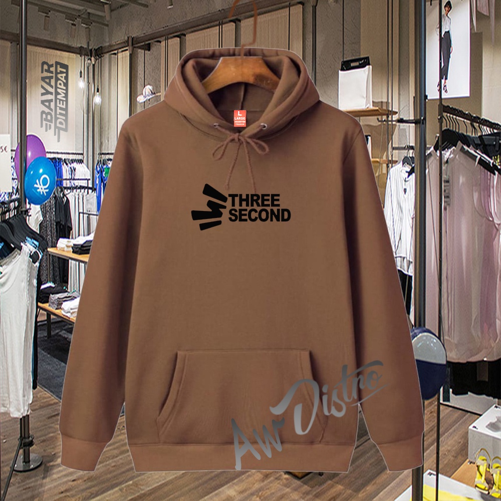 COD Hoodie Distro Three Second Black Premium Quality Sweater Tulisan Jaket Kata-Kata Hoodie Sablon
