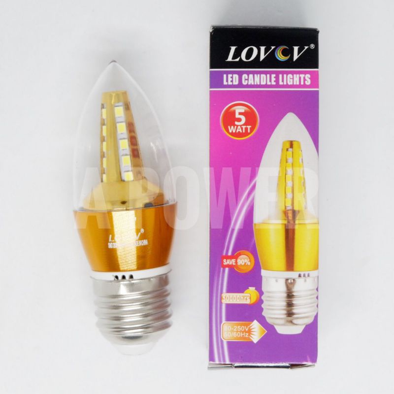 Lovov - Lampu LED Candle 5W E27 (Putih / Kuning)