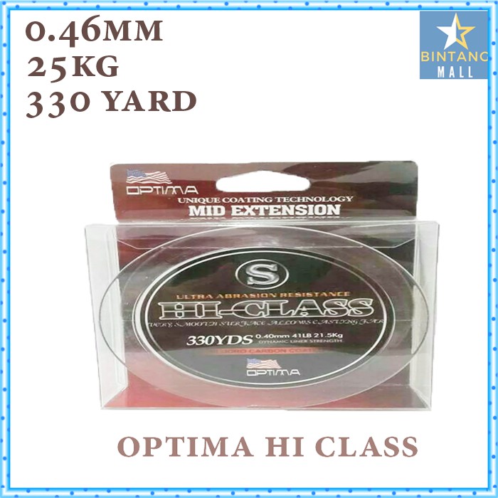 BENANG PANCING OPTIMA HC 0.46 mm KEKUATAN 25 KG SENAR KECIL TAPI KUAT 49 LBS 330 YARD WARNA BENING
